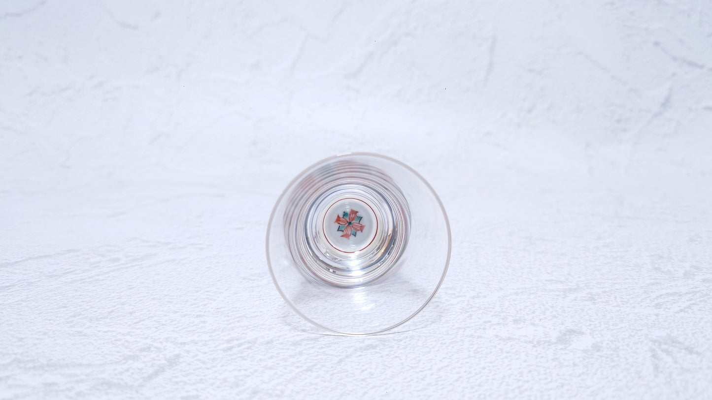 JAPAN POTTERY | Kutani Japanese Glass Chirori | Glass set |冷酒気　古久谷菱文[Kokutanihishimon] | 360ml / 60ml