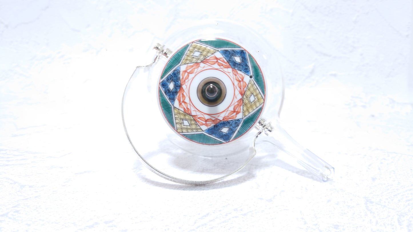 JAPAN POTTERY | Kutani Japanese Glass Chirori | 冷酒気　古久谷菱文[Kokutanihishimon] | 360ml