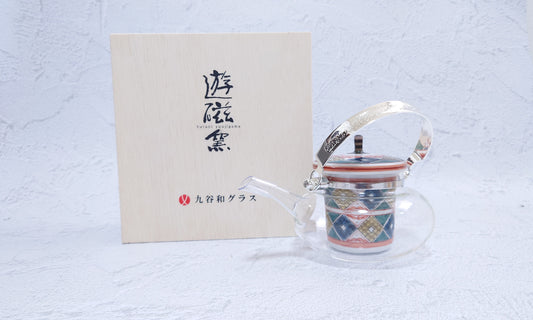 JAPAN POTTERY | Kutani Japanese Glass Chirori | 冷酒気　古久谷菱文[Kokutanihishimon] | 360ml