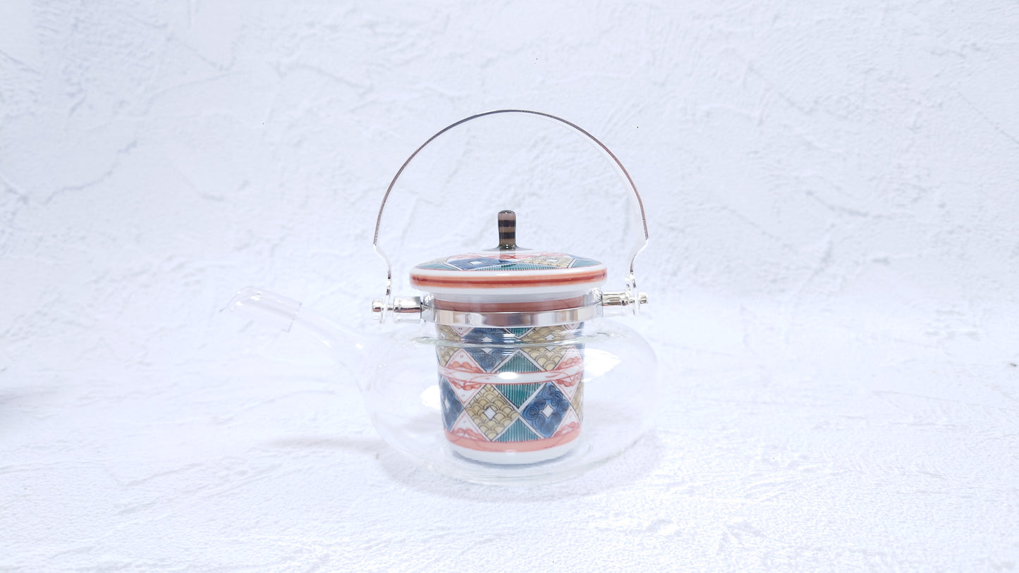 JAPAN POTTERY | Kutani Japanese Glass Chirori | 冷酒気　古久谷菱文[Kokutanihishimon] | 360ml