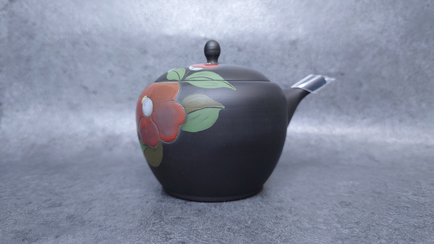 Teapot |  Tokoname ware | Brown Kiln-Transformed Miki Type Red Camellia Teapot, Ceramesh |Gyokkou | 6.7cc (200cc)