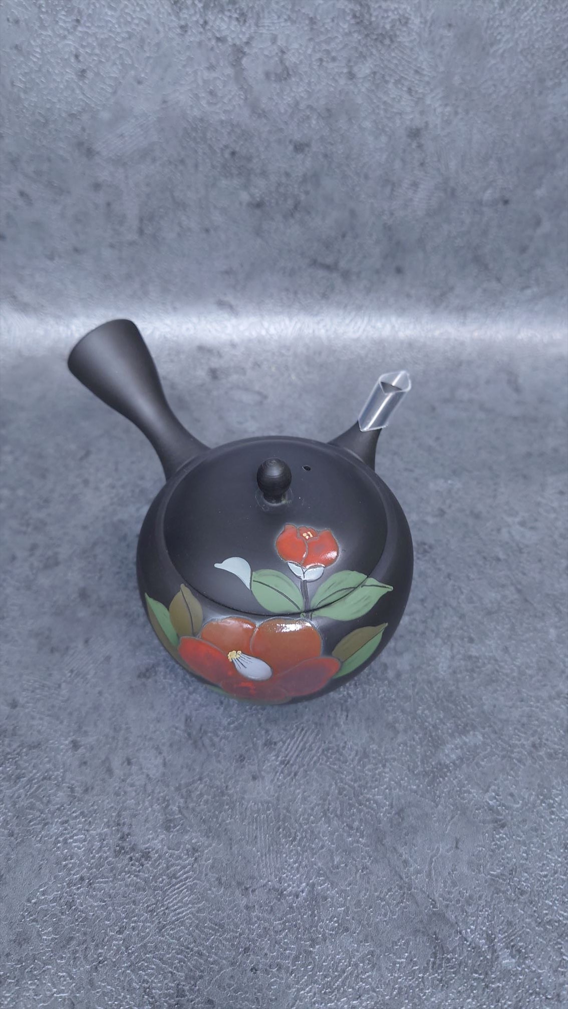 Teapot |  Tokoname ware | Brown Kiln-Transformed Miki Type Red Camellia Teapot, Ceramesh |Gyokkou | 6.7cc (200cc)