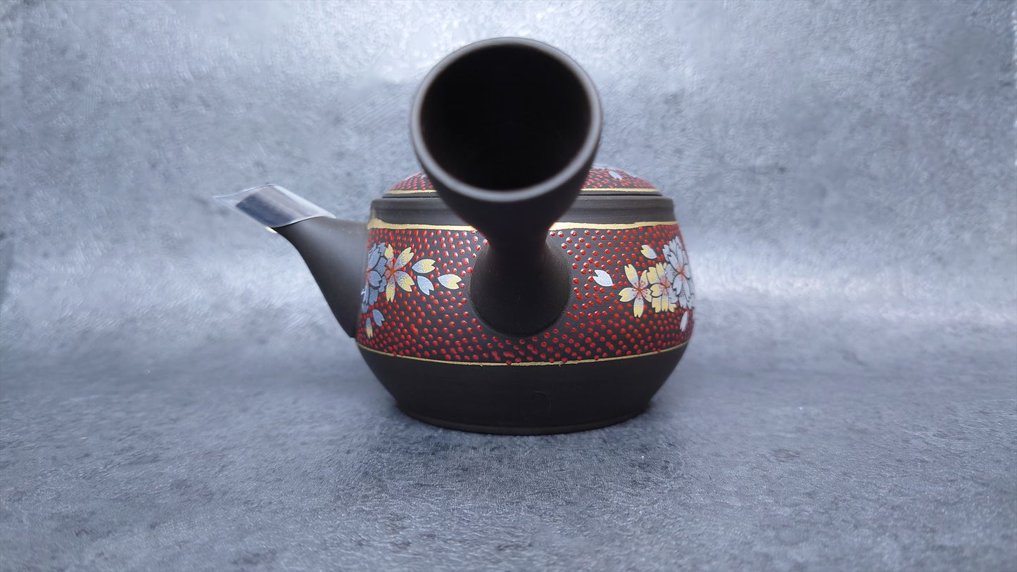 Teapot | Tokoname ware Pottery | Red grain cherry blossom picture teapot 270㏄