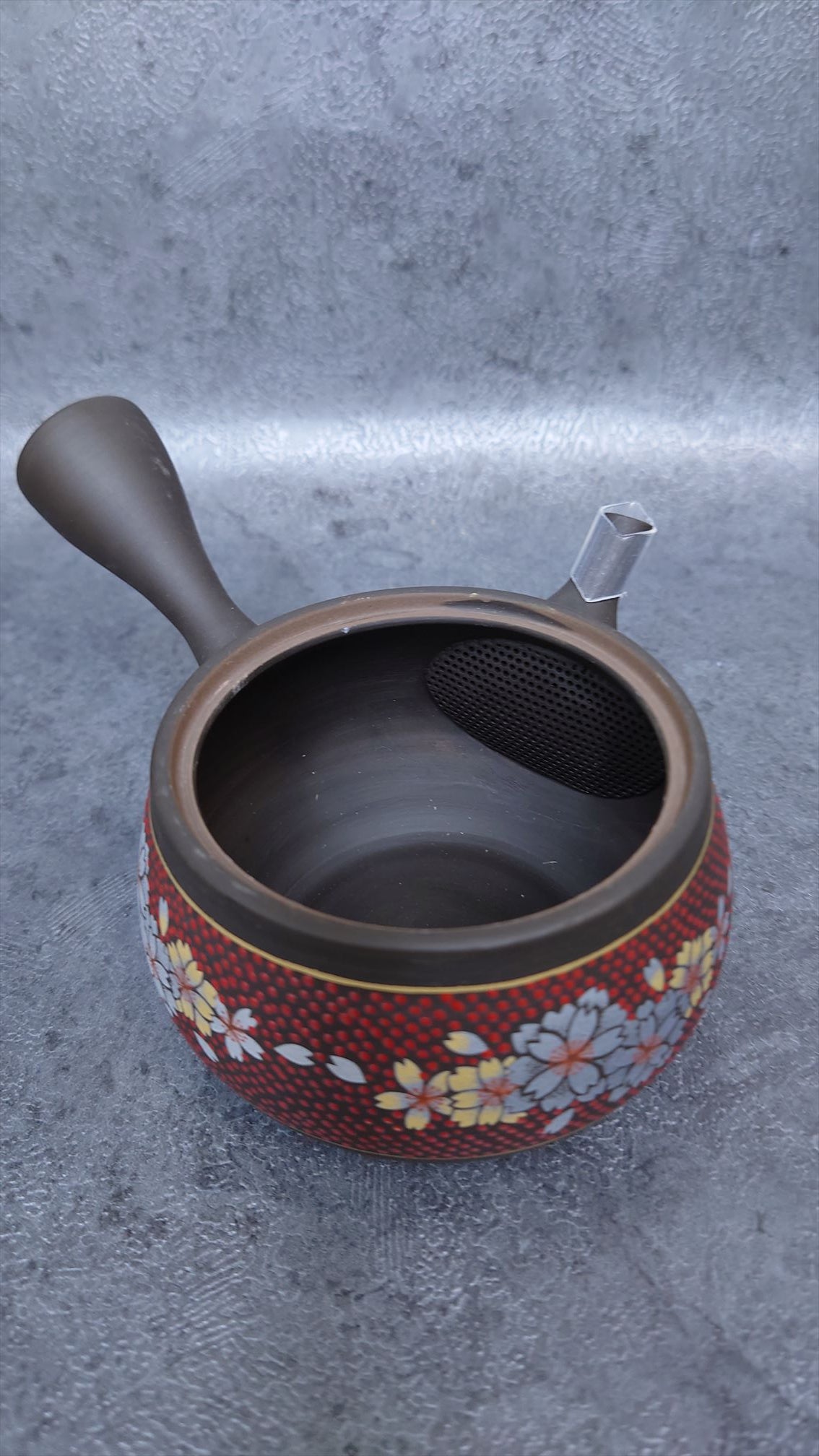 Teapot | Tokoname ware Pottery | Red grain cherry blossom picture teapot 270㏄