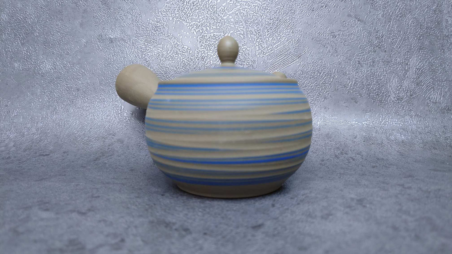 Teapot | Tokoname ware pottery | green mud brim blue line teapot | 240cc