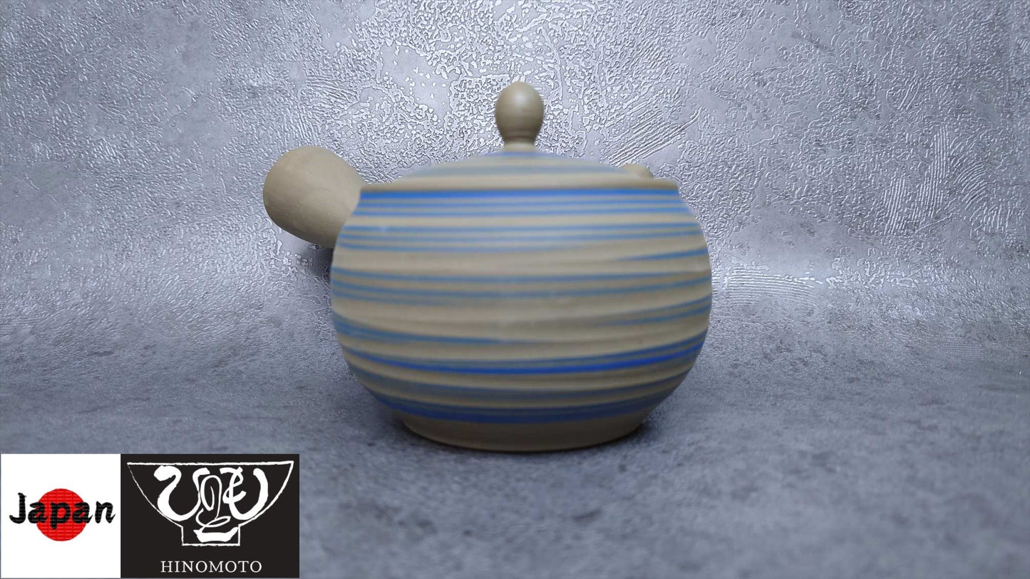 Teapot | Tokoname ware pottery | green mud brim blue line teapot | 240cc
