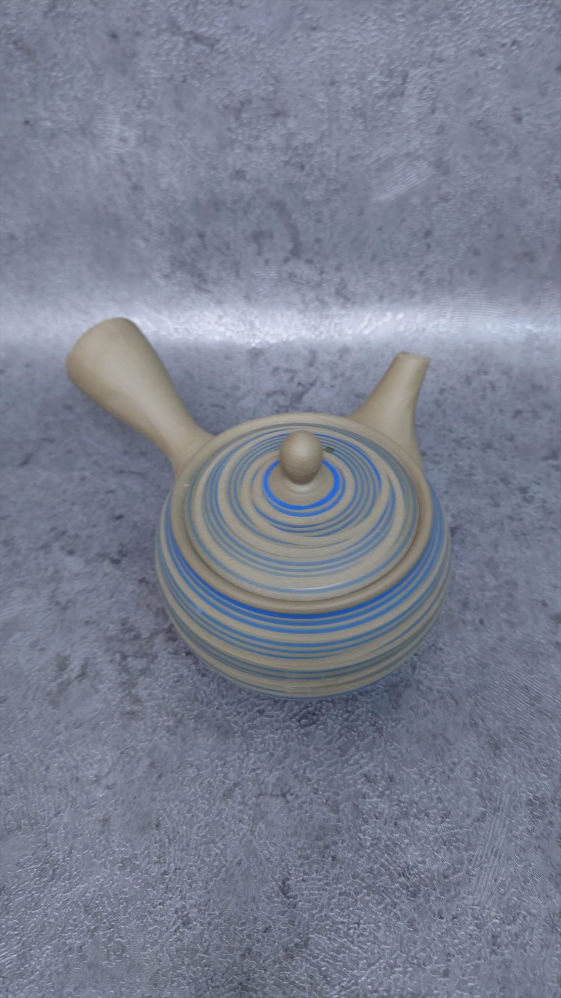 Teapot | Tokoname ware pottery | green mud brim blue line teapot | 240cc