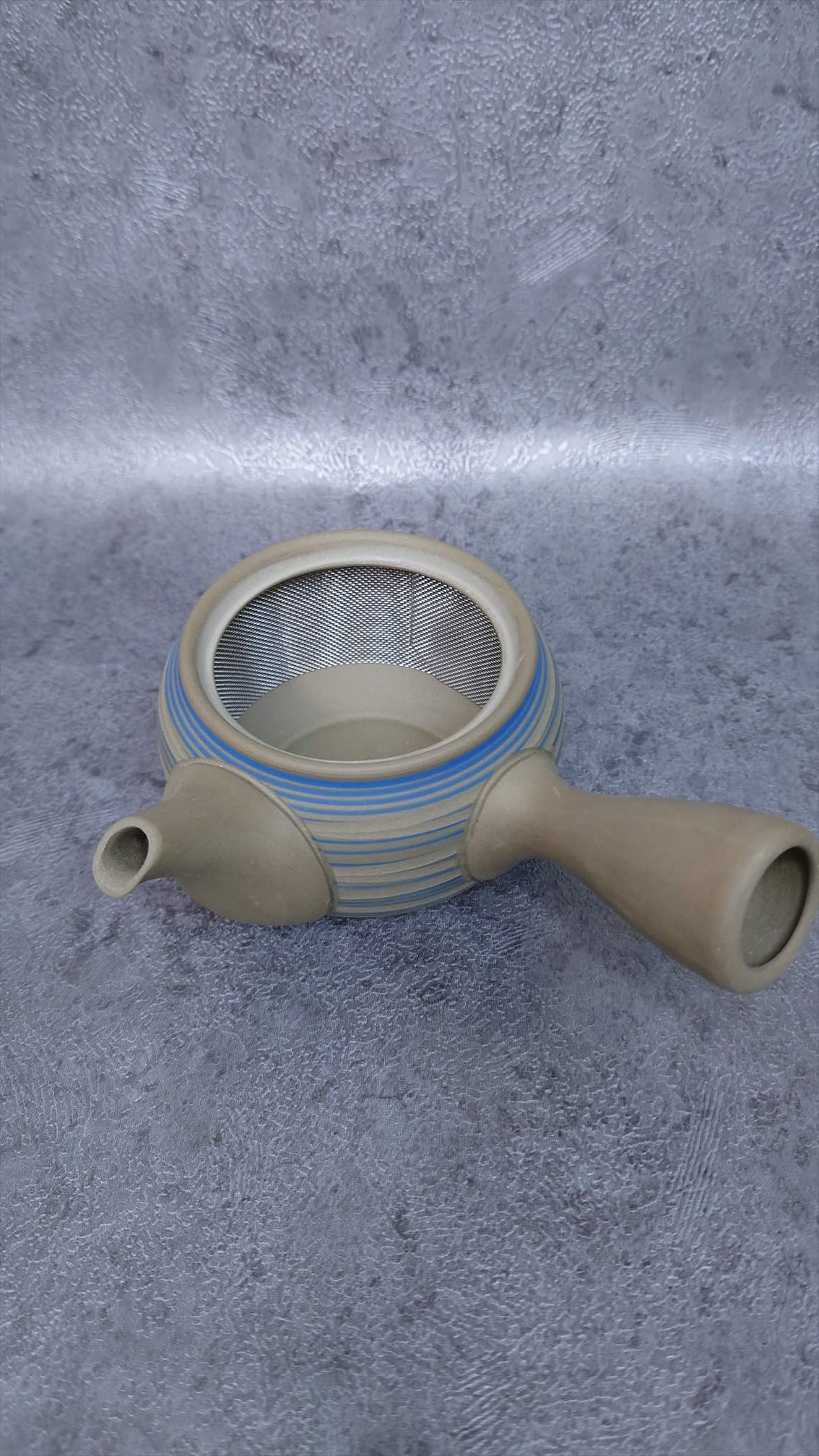 Teapot | Tokoname ware pottery | green mud brim blue line teapot | 240cc