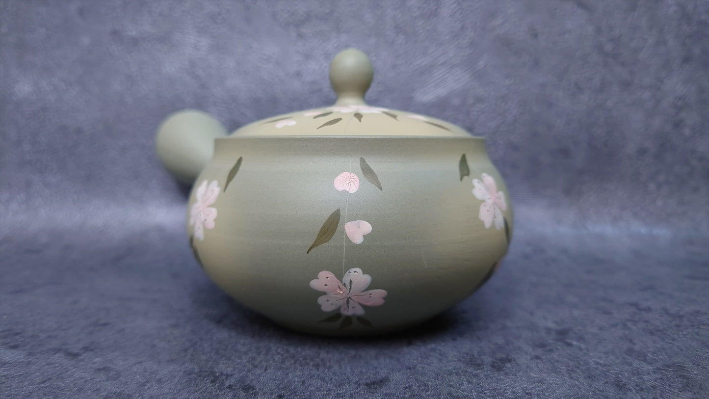 Teapot | Tokoname ware pottery | Mugwort mud weeping cherry blossom teapot 210cc