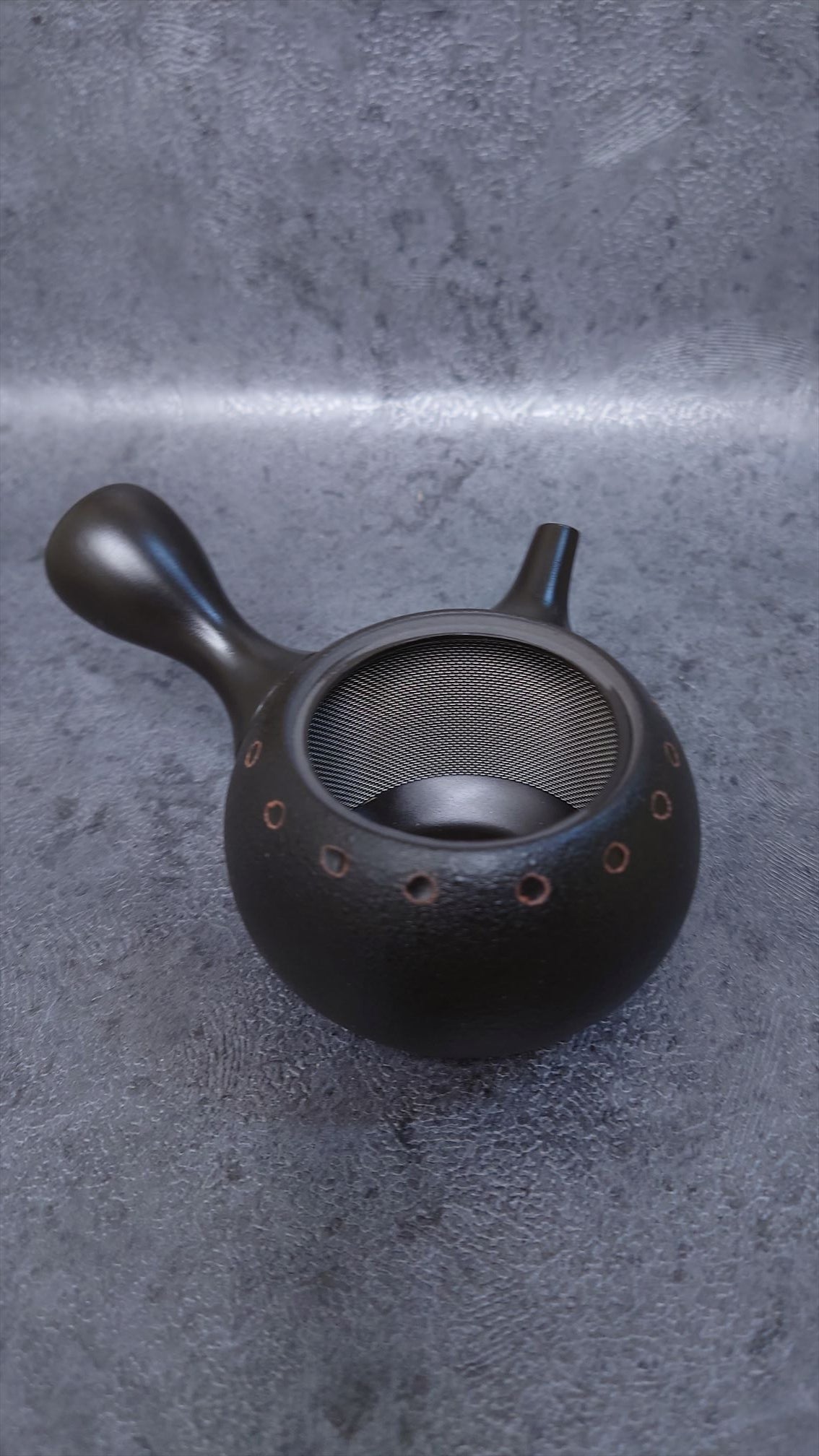 Teapot | Black mud small round black nota hammered vermillion teapot | Shunju | 6.08 oz (180cc)