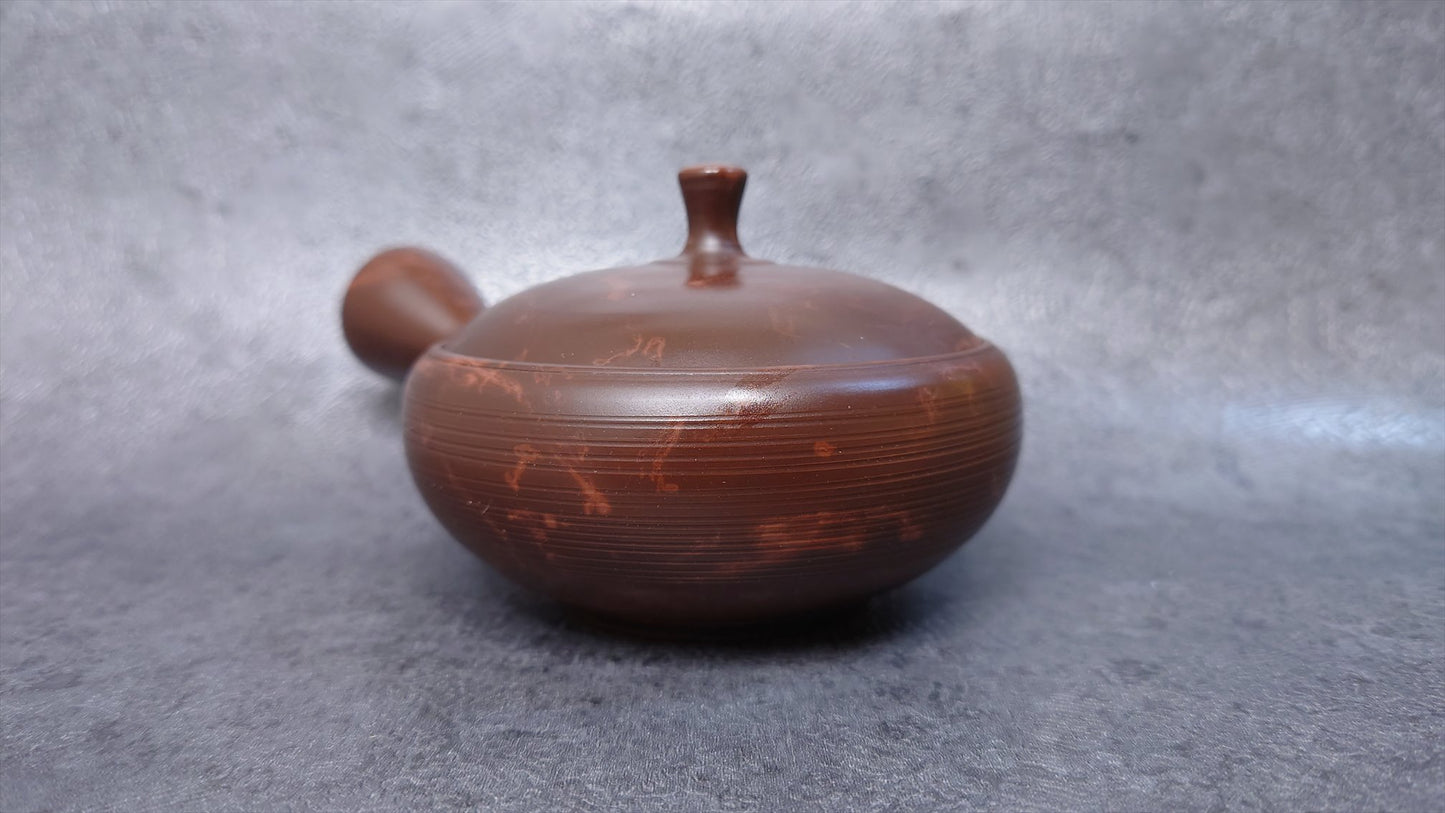 Teapot | Tokoname ware pottery | Tea mud red Shibori teapot 160cc