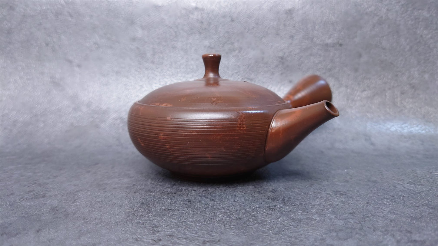 Teapot | Tokoname ware pottery | Tea mud red Shibori teapot 160cc