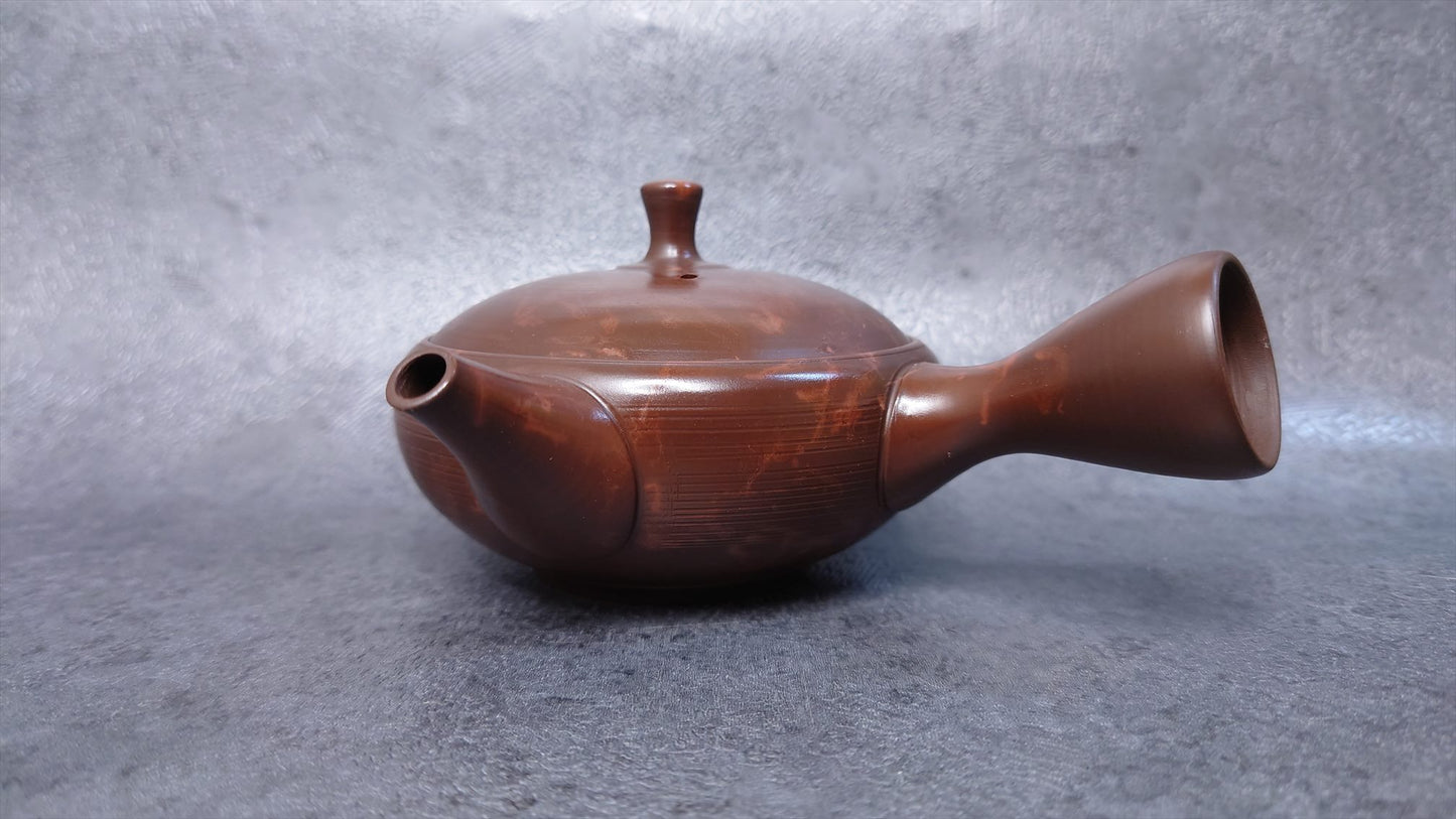 Teapot | Tokoname ware pottery | Tea mud red Shibori teapot 160cc