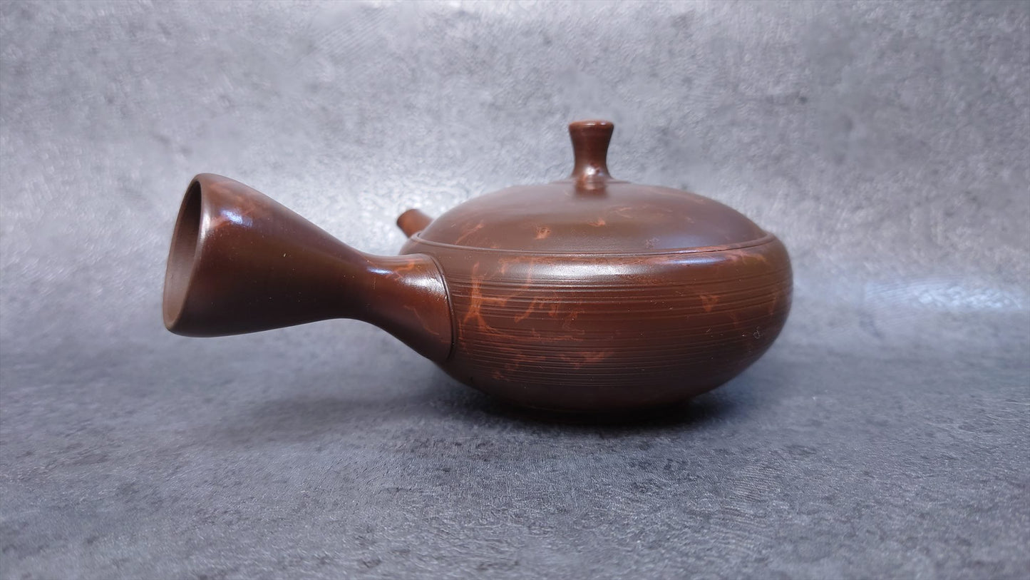 Teapot | Tokoname ware pottery | Tea mud red Shibori teapot 160cc