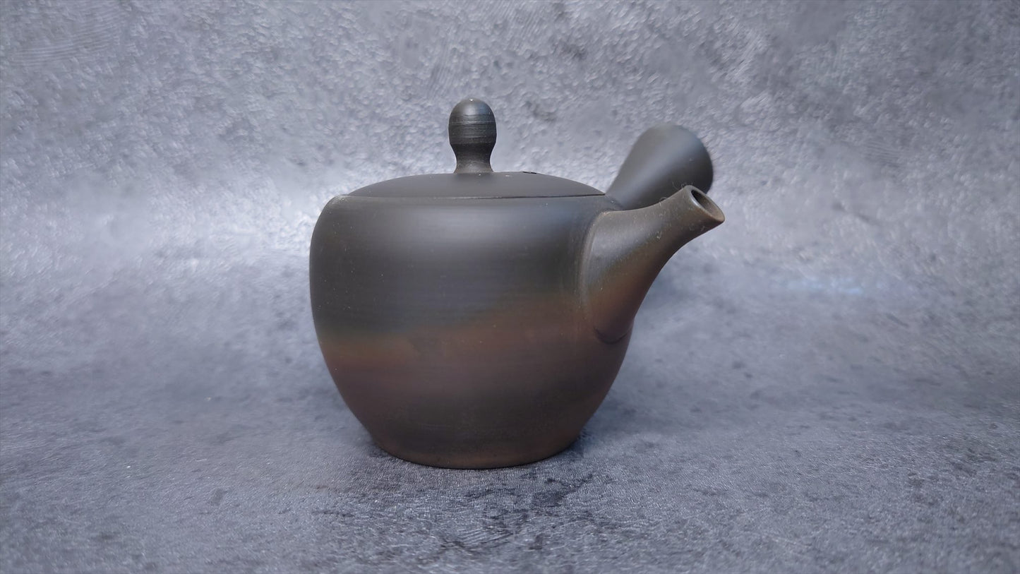 Teapot | Tokoname ware Pottery | Gyokko-made | Fire Kiln transformed Mini Round Muji Teapot 100cc