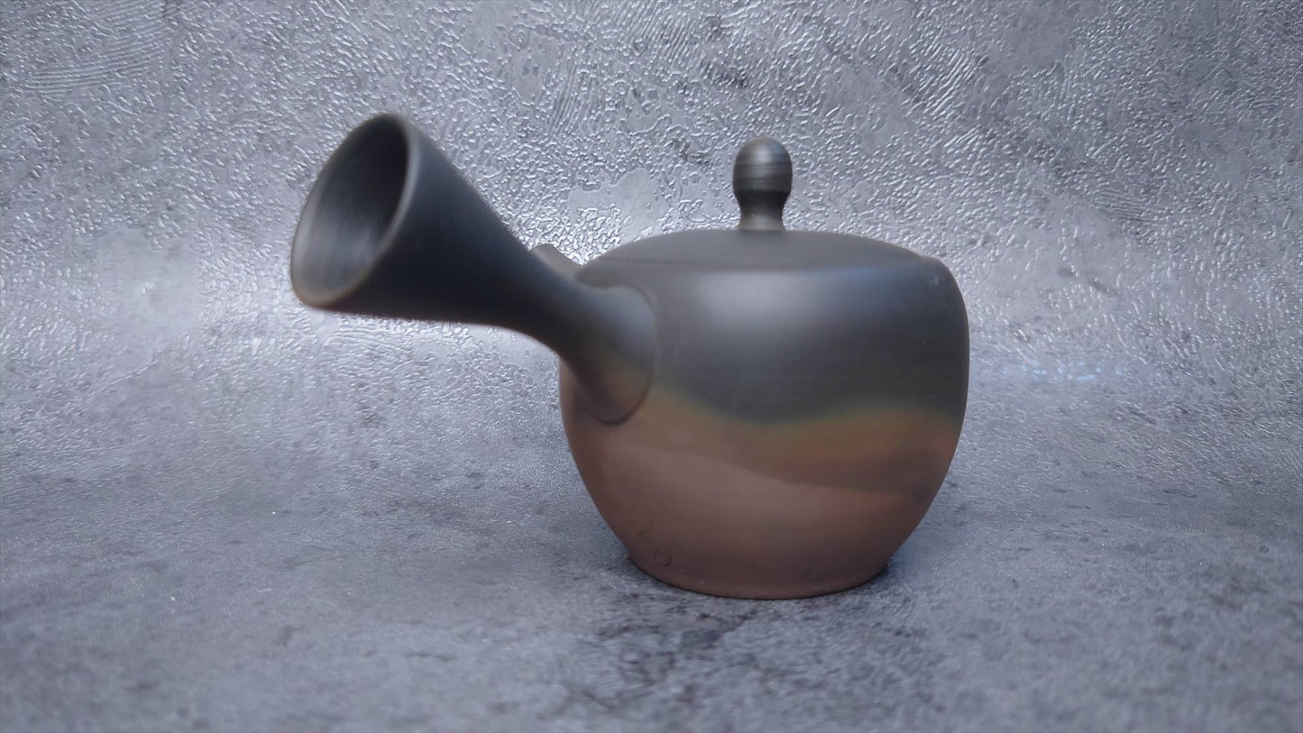 Teapot | Tokoname ware Pottery | Gyokko-made | Fire Kiln transformed Mini Round Muji Teapot 100cc