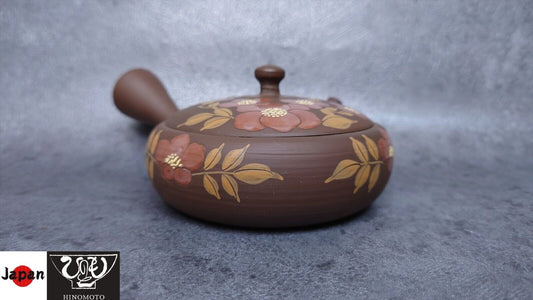 Teapot | Tokoname ware pottery | Gyokkou-made | tea extremely shallow red flower teapot 140cc