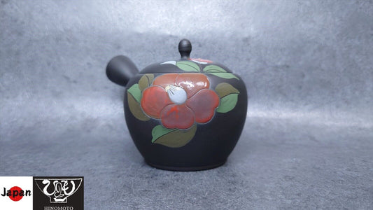 Teapot |  Tokoname ware | Brown Kiln-Transformed Miki Type Red Camellia Teapot, Ceramesh |Gyokkou | 6.7cc (200cc)
