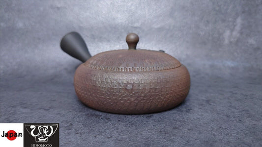 Teapot |Tokoname ware, Ceramesh |  Fire Kiln transformed extremely flat Teapot  | Gyokkou | 4.05oz (120cc)